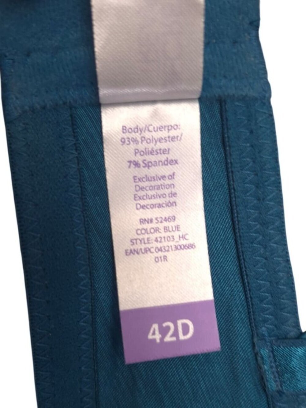 Secret Treasures Bra 42D Blue Underwire Full Coverage Adjustable Straps - Picture 4 of 9